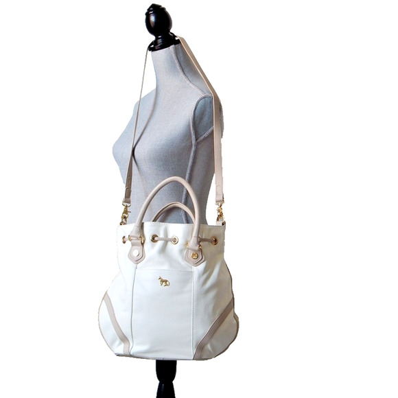 NWT EMMA FOX JUNO Leather Satchel Shoulder Handbag White NEW - Picture 3 of 16
